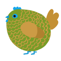 A chartreuse and gold chicken with a lace pattern
