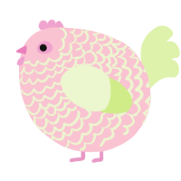 A rose and apple chicken with a lace pattern