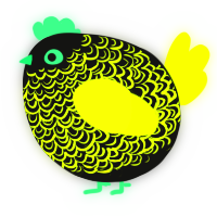 A black and lime chicken with a double-lace pattern