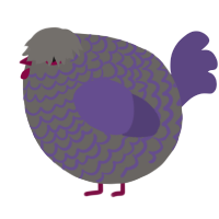 A grey and overcast chicken with a lace pattern
