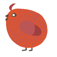 A vermilion and red chicken with a lace pattern