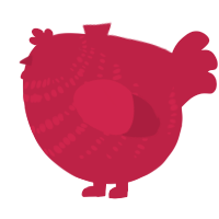 A crimson chicken with a bar pattern