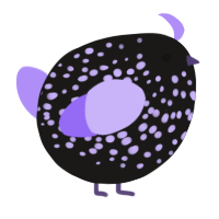 A sable and lilac chicken with a speckle pattern
