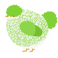 A white and grass chicken with a double-lace pattern