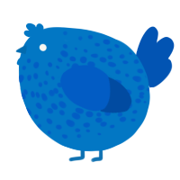 A sapphire and ultramarine chicken with a speckle pattern