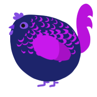A navy and amethyst chicken with a half-lace pattern