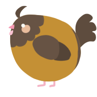 A gold and bark chicken with a head pattern
