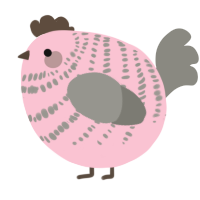 A rose and ash chicken with a bar pattern