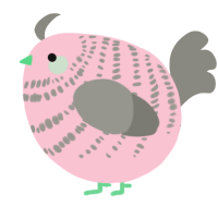 A rose and ash chicken with a bar pattern