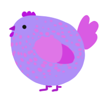 A lilac and orchid chicken with a speckle pattern
