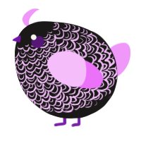 A sable and lavender chicken with a double-lace pattern