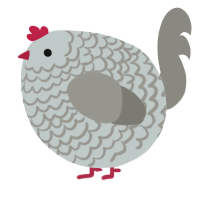 A silver and ash chicken with a lace pattern