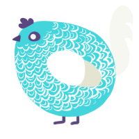 A aqua and white chicken with a double-lace pattern
