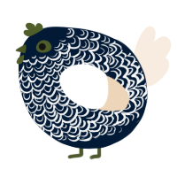 A tumblr and cream chicken with a double-lace pattern