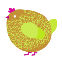 A gold and lime chicken with a double-lace pattern