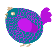 A sea and amethyst chicken with a lace pattern