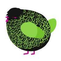 A black and grass chicken with a double-lace pattern
