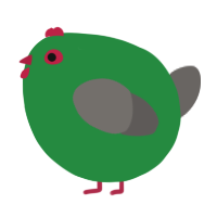 A viridian and grey chicken
