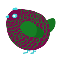 A wine and leaf chicken with a lace pattern