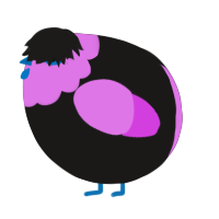 A sable and orchid chicken with a head pattern
