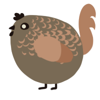 A grey and vermilion chicken with a half-lace pattern