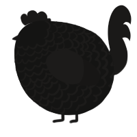 A black and sable chicken with a lace pattern