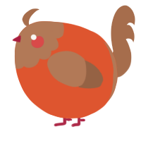 A vermilion and brown chicken with a head pattern