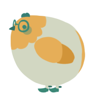 A silver and orange chicken with a head pattern