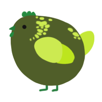 A olive and lime chicken with a neck-speckle pattern
