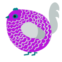 A amethyst and silver chicken with a lace pattern