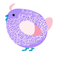 A lilac and rose chicken with a double-lace pattern