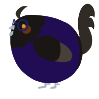A apple and mist chicken with a head pattern
