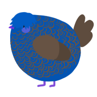 A ultramarine and bark chicken with a double-lace pattern