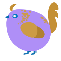 A lilac and gold chicken with a neck-speckle pattern