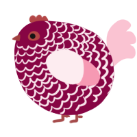 A maroon and rose chicken with a lace pattern