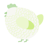 A white and apple chicken with a lace pattern