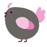 A grey and pink chicken