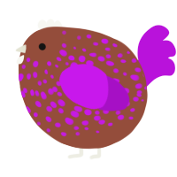 A russet and amethyst chicken with a speckle pattern