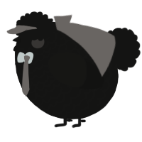 A black chicken with a lace pattern