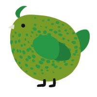 A chartreuse and viridian chicken with a speckle pattern