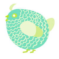 A mint and apple chicken with a lace pattern