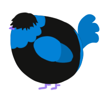 A black and sapphire chicken with a head pattern
