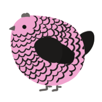 A pink and sable chicken with a lace pattern