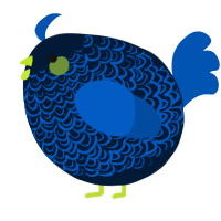 A tumblr and ultramarine chicken with a double-lace pattern