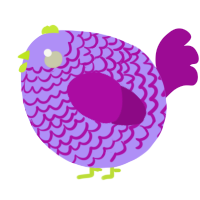 A lilac and plum chicken with a lace pattern