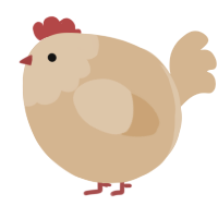 A beige chicken with a head pattern