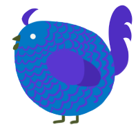 A sapphire and indigo chicken with a lace pattern