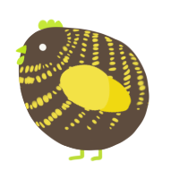 A bark and yellow chicken with a bar pattern
