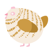 A cream and gold chicken with a bar pattern