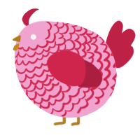 A pink and crimson chicken with a lace pattern